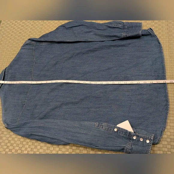 Edwin Pearl Snap Button Western Shirt Blue Relaxed Fit Men's Size Large - Picture 8 of 8